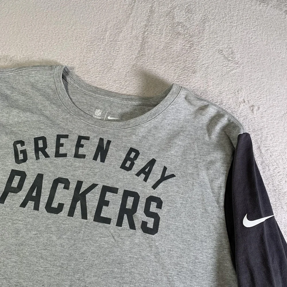 Green Bay Packers Shirt Mens XL Gray NFL Football Nike Long Sleeve‎ Crewneck